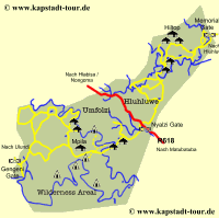 �bersichtskarte vom Hluhluw Umfolzi Park